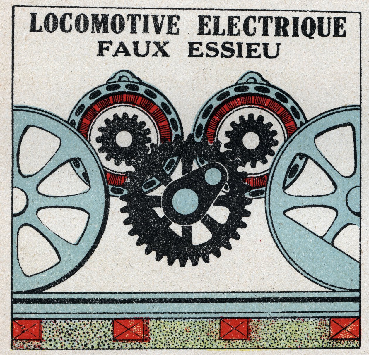 Elektrische Eisenbahnen: falsche Achse einer Elektrolokomotive. Anonyme Illustration von 1925. Private Sammlung. von Anonymous Anonymous