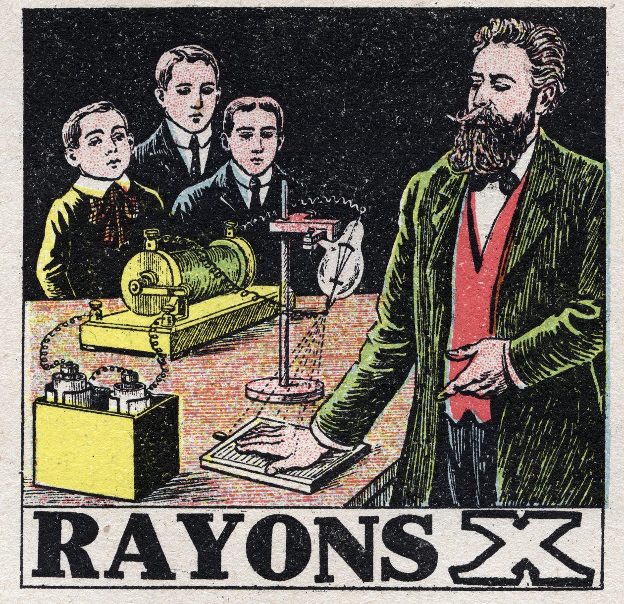 Äther (Material): Röntgenstrahlen, entdeckt vom deutschen Physiker Wilhelm Conrad Röntgen (1845-1923). Anonyme Illustration von 1925. Privatsammlung. von Anonymous Anonymous