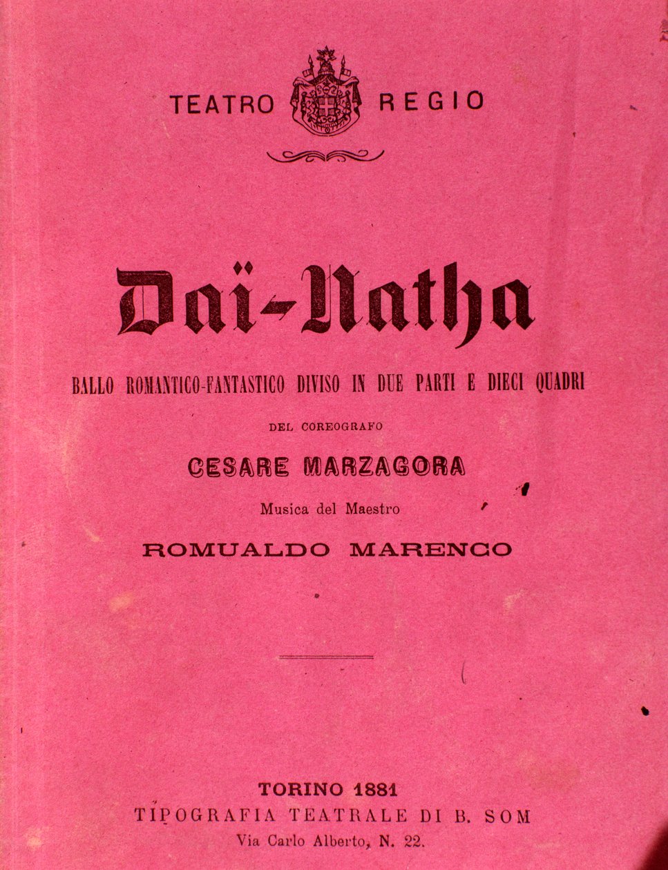 Erste Seite der Partitur von Dai-Natha, Ballett von Romualdo Marenco von Anonymous Anonymous