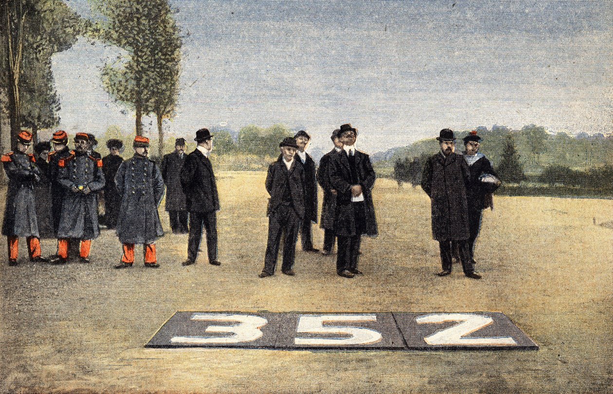 Französische Luftfahrt: Die Spur der Luftwege. Gravur. Eine der Zeitungen „Le petit parisien“ vom 11.06.1910. Private Sammlung. von Anonymous Anonymous
