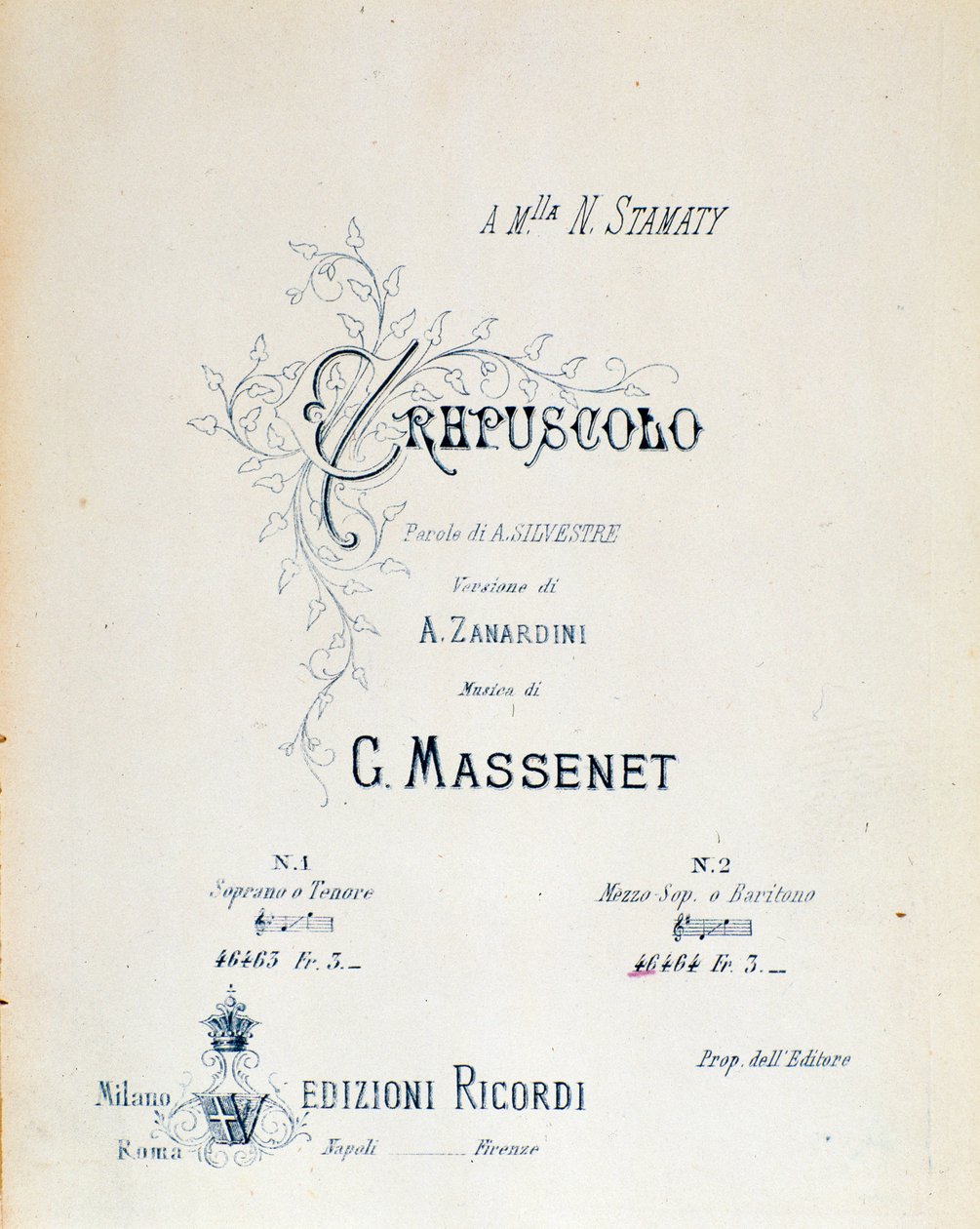 Frontispiz von Crepuscule, pastorales Gedicht Nr. 5 von Jules Massenet von Anonymous Anonymous