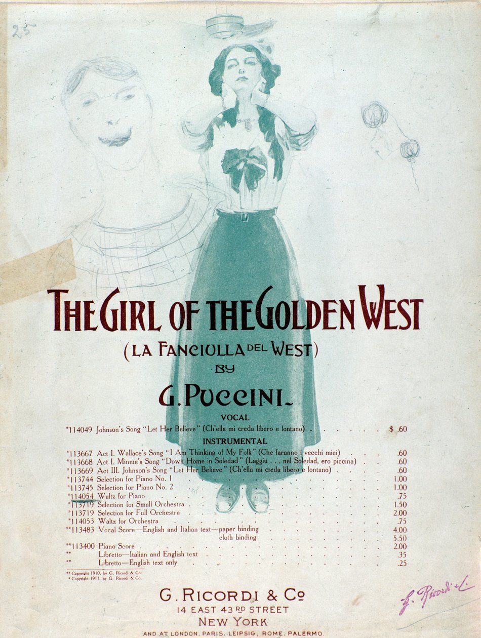 Frontispiz der Partitur von „Das Mädchen aus dem goldenen Westen“ von Puccini von Anonymous Anonymous