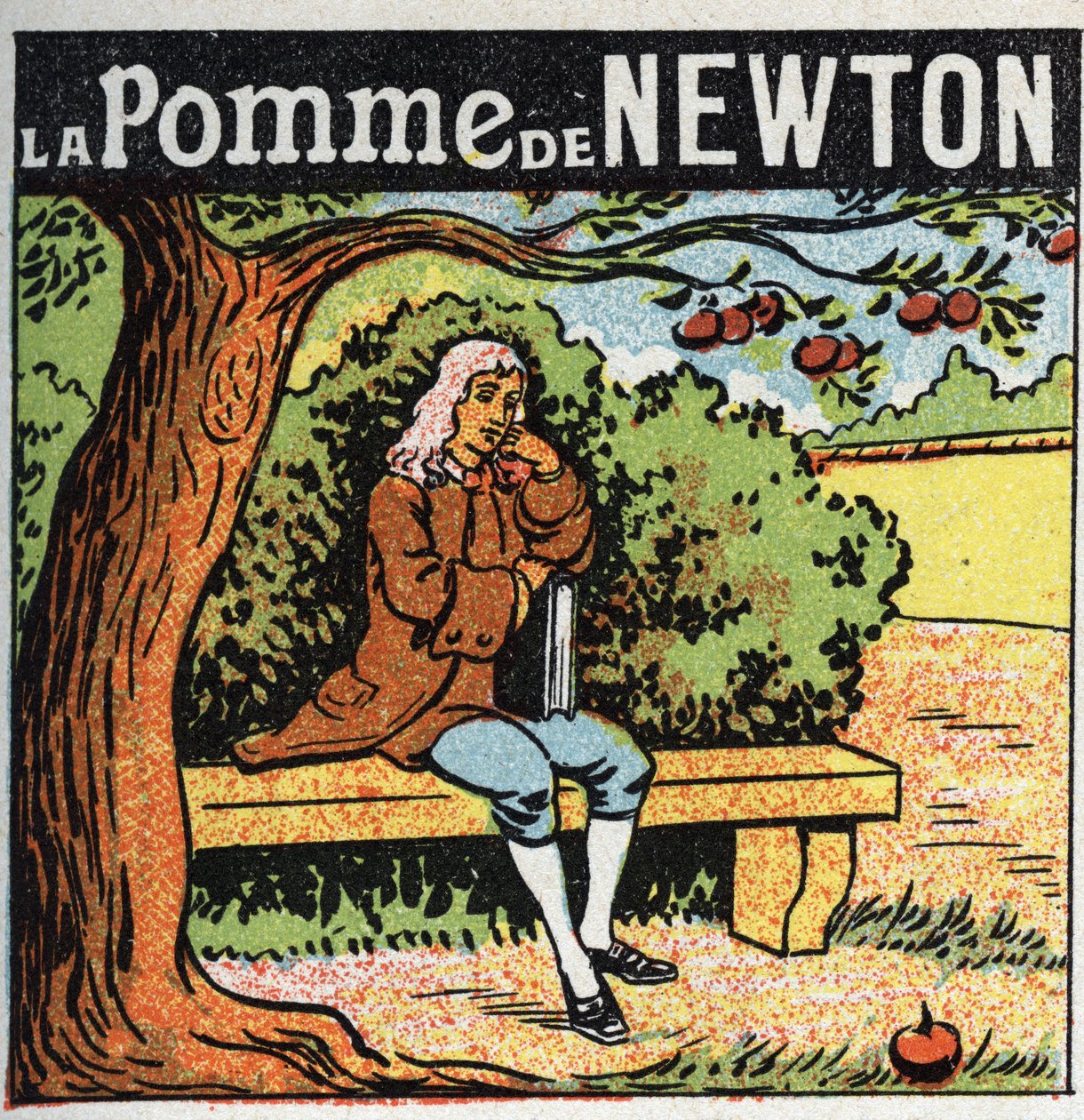 Gravitation: Newtons Apfel. Isaac Newton (1642-1727) beobachtet einen fallenden Apfel und entdeckt die Gesetze der Erdanziehung. von Anonymous Anonymous