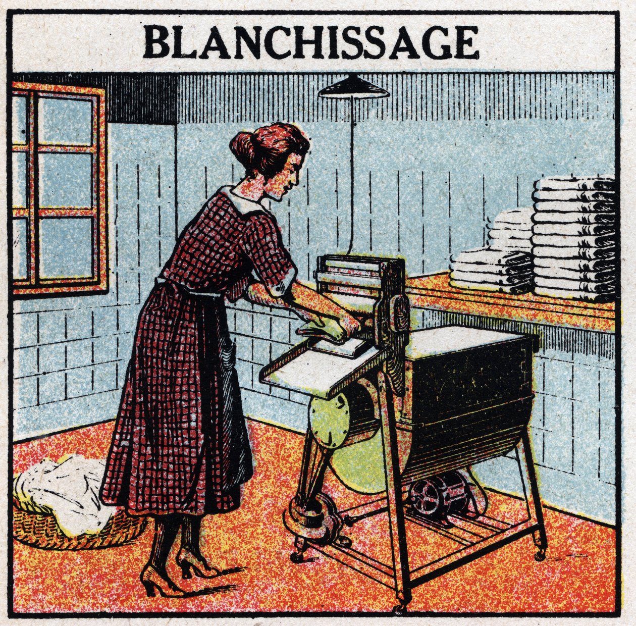 Haushaltsanwendungen der Elektrizität: Kalken. Anonyme Illustration von 1925. Private Sammlung. von Anonymous Anonymous