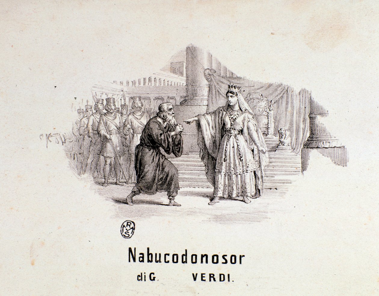 Illustriertes Frontispiz der Partitur von Nabucco, Oper von Giuseppe Verdi von Anonymous Anonymous