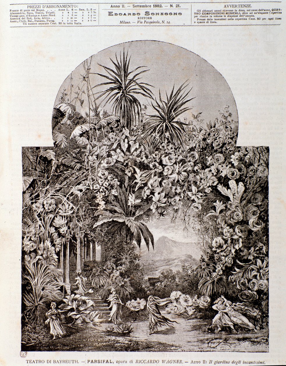Illustration für die Oper Parsifal von Wagner, aufgeführt 1882 im Theater von Bayreuth von Anonymous Anonymous