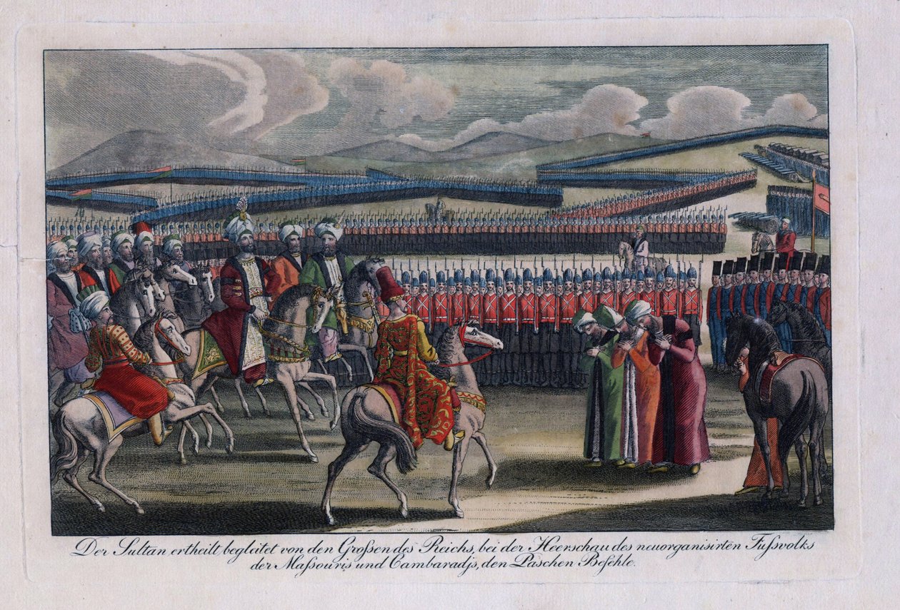 Der osmanische Sultan Selim III. inspiziert seine neue Infanterie von Anonymous Anonymous