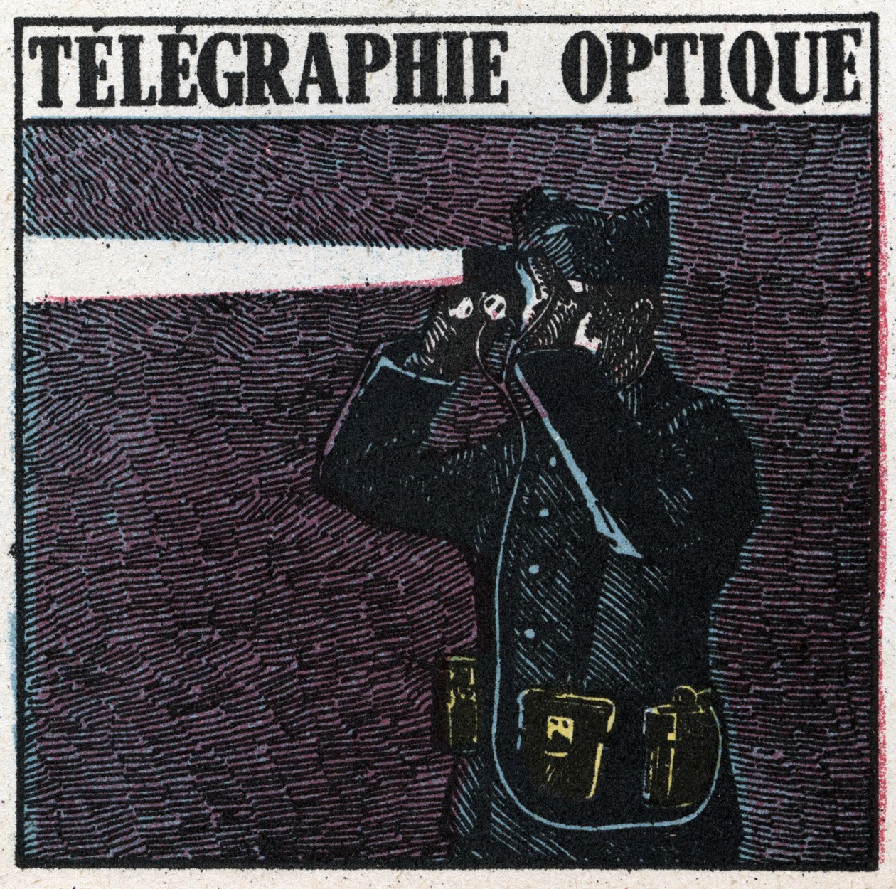 Lichtsignale: Optische Telegrafie. Anonyme Illustration von 1925. Private Sammlung. von Anonymous Anonymous