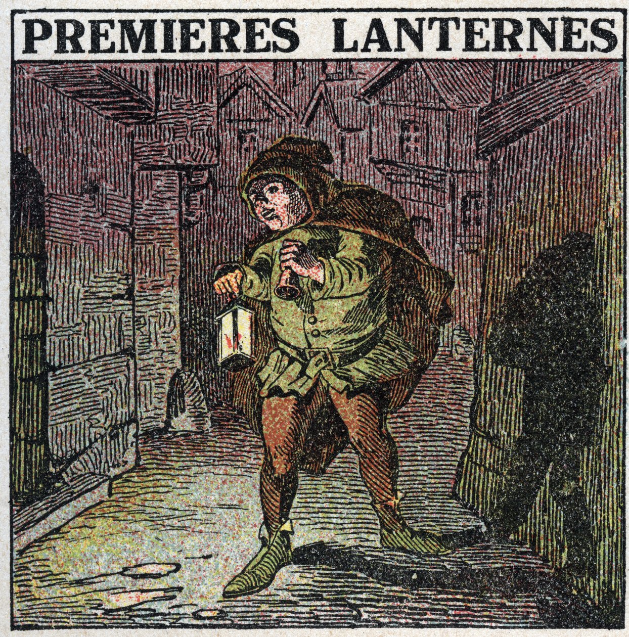 Lichtquellen: Die ersten Laternen im frühen Mittelalter. Anonyme Illustration von 1925. Private Sammlung von Anonymous Anonymous