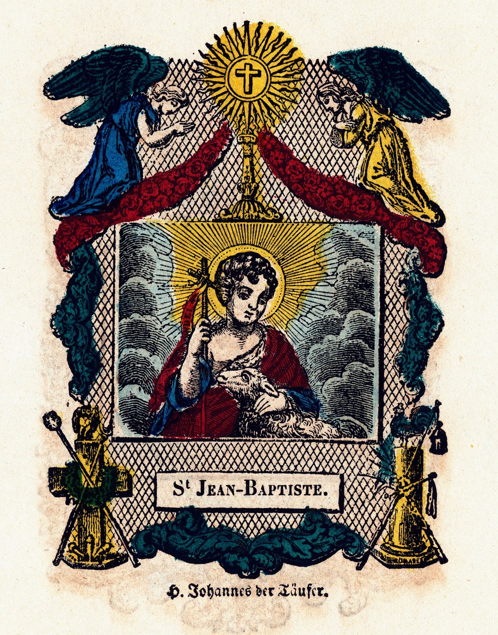 Andachtsbild: Heiliger Johannes der Täufer. Gravur des 19. Jahrhunderts. Private Sammlung von Anonymous Anonymous