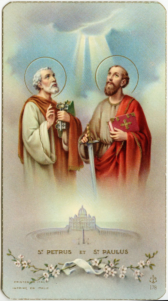 Andachtsbild: Die Apostel Petrus und Paulus (Chromolithografie) von Anonymous Anonymous