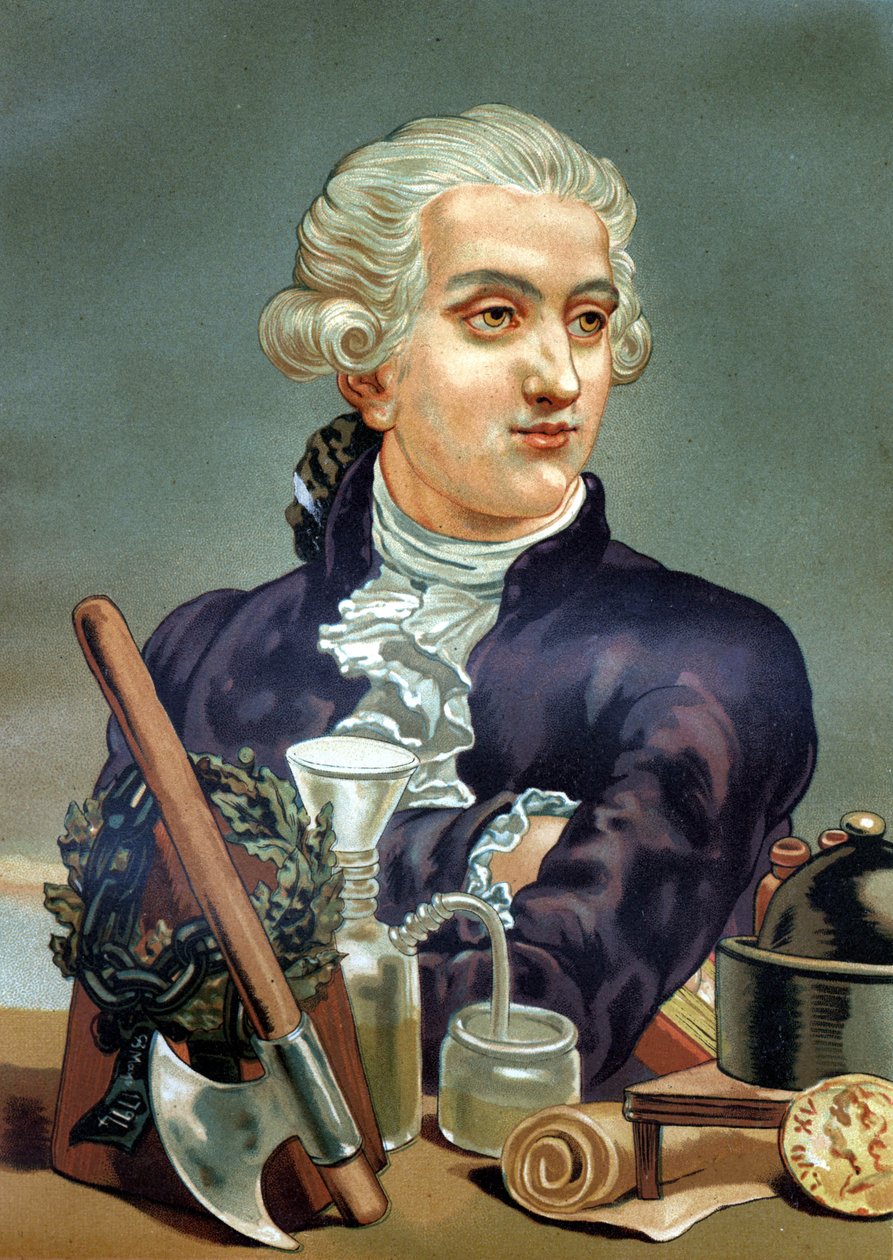 Porträt von Antoine Laurent de Lavoisier (1743 - 1794), französischer Chemiker. nach „La Ciencia y sus Hombres“ von Louis Figuier. Barcelona 1881 von Anonymous Anonymous