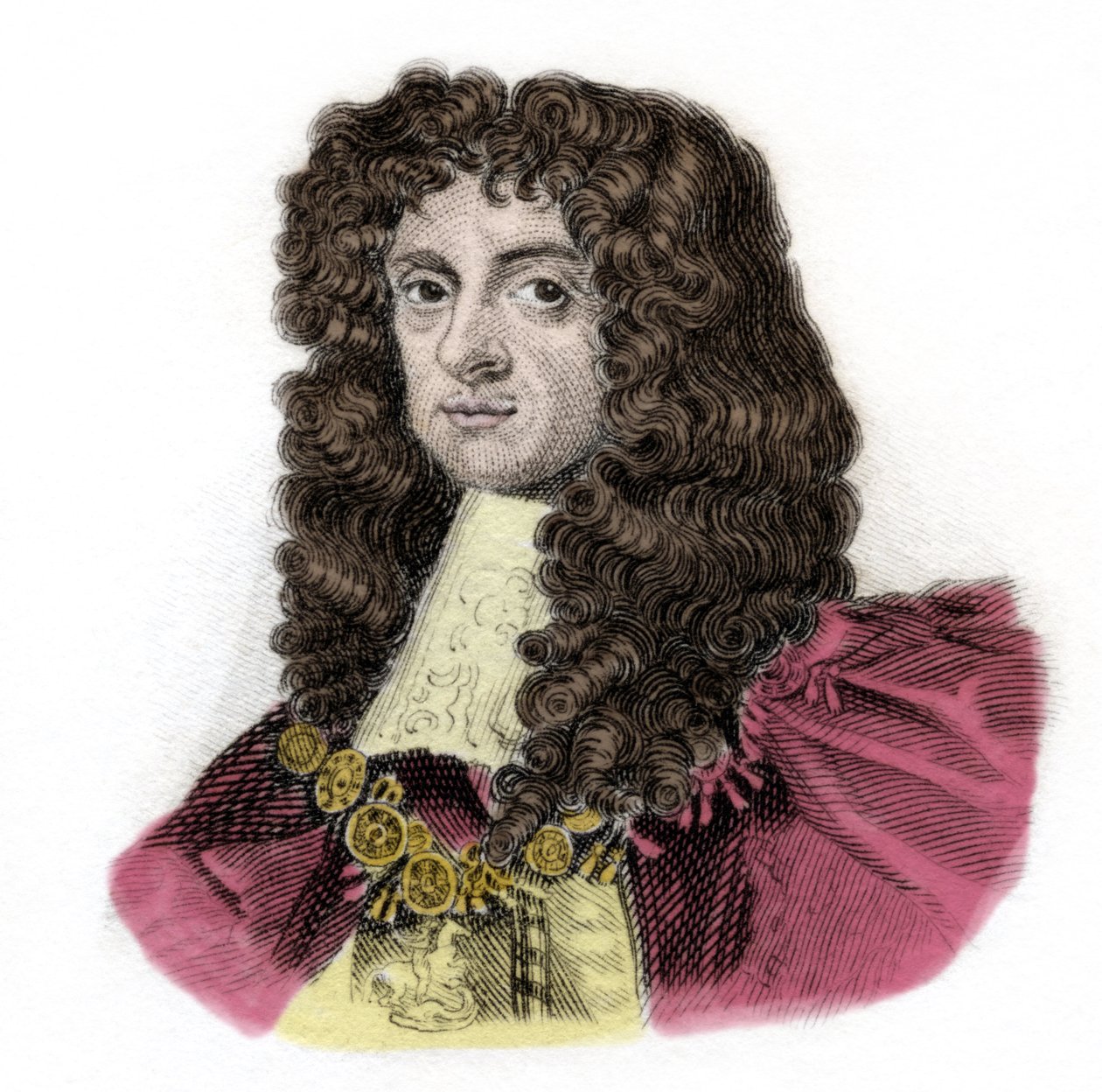 Porträt von Charles II (1630-1685) König von England. Gravur des 19. Jahrhunderts. Mailänder von Anonymous Anonymous