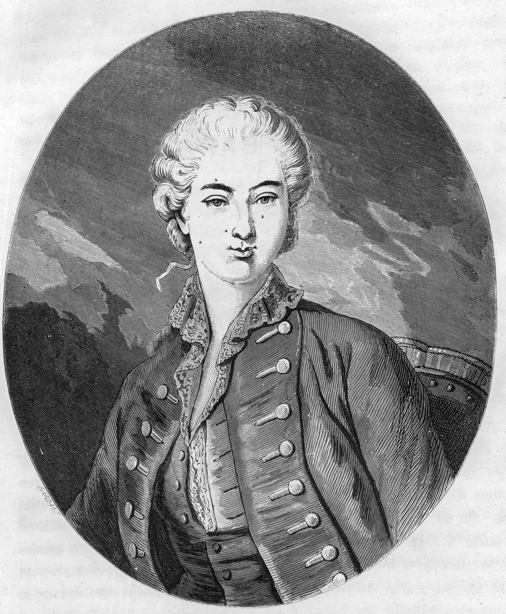 Porträt von Jeanne Becu, Gräfin (oder Madame) du Barry (1743-1793), letzte Mätresse von Ludwig XV. - Gravur von 1863 in „Das Rote Buch - Geschichte des Schafotts in Frankreich“ von Dupray de La Maherie. Private Sammlung von Anonymous Anonymous