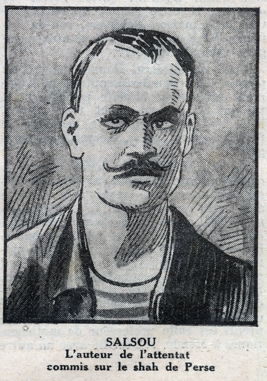 Porträt des Anarchisten Francois Salsou, der den Anschlag auf den Schah von Persien Muzaffar ad Din in Paris am 2. August verübte von Anonymous Anonymous