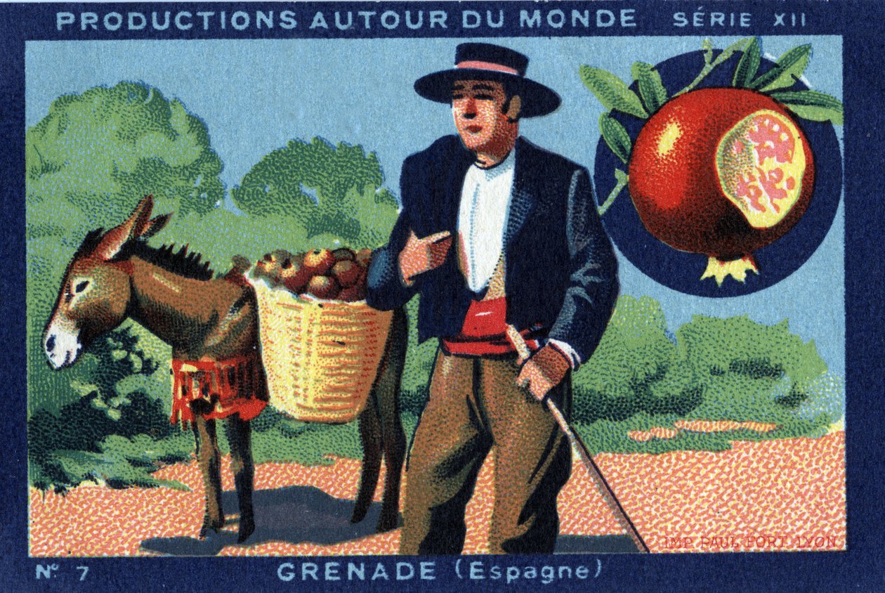 Produktionen rund um die Welt: Granada in Spanien. Chromolithographie von 1933 in "Joseph-Milliat Album" von Anonymous Anonymous