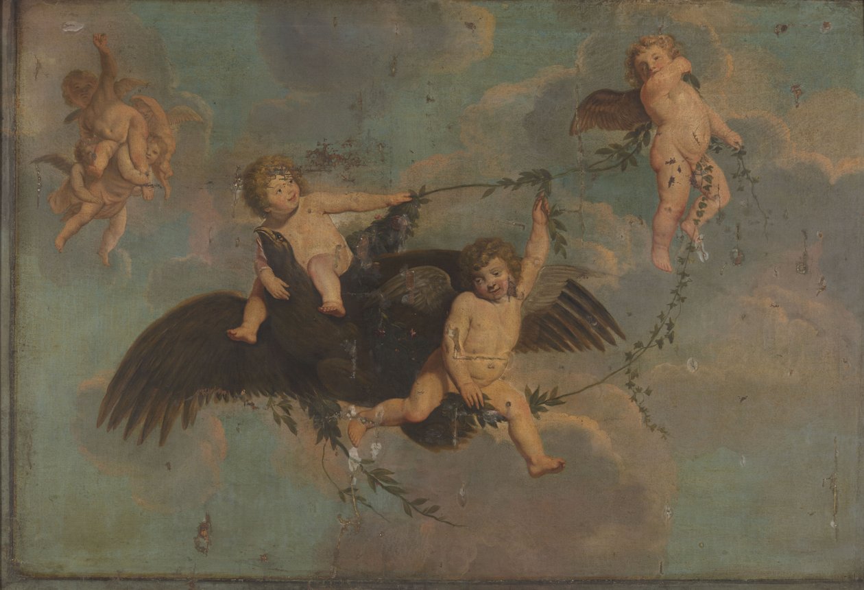 Putti mit einem Adler auf Wolken, um 1650 von Anonymous Anonymous