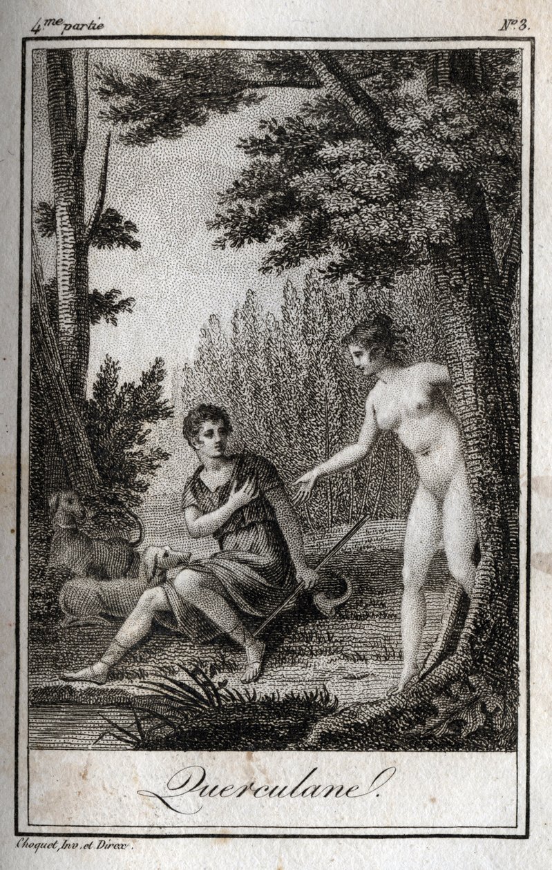 QUERCULANES, Nymphen, Kanalbeschützer. Gravur von 1819 in „Lettres à Emilie sur la mythologie“ von Charles Albert Demoustier (1760-1801). Private Sammlung. von Anonymous Anonymous