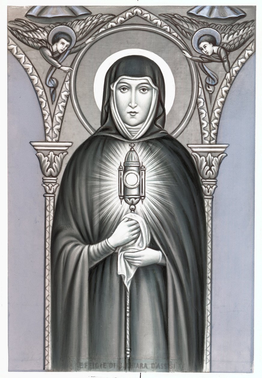 Darstellung der Heiligen Klara von Assisi (ca. 1192-1253), Gründerin des Klarissenordens. Anfang des 20. Jahrhunderts von Anonymous Anonymous