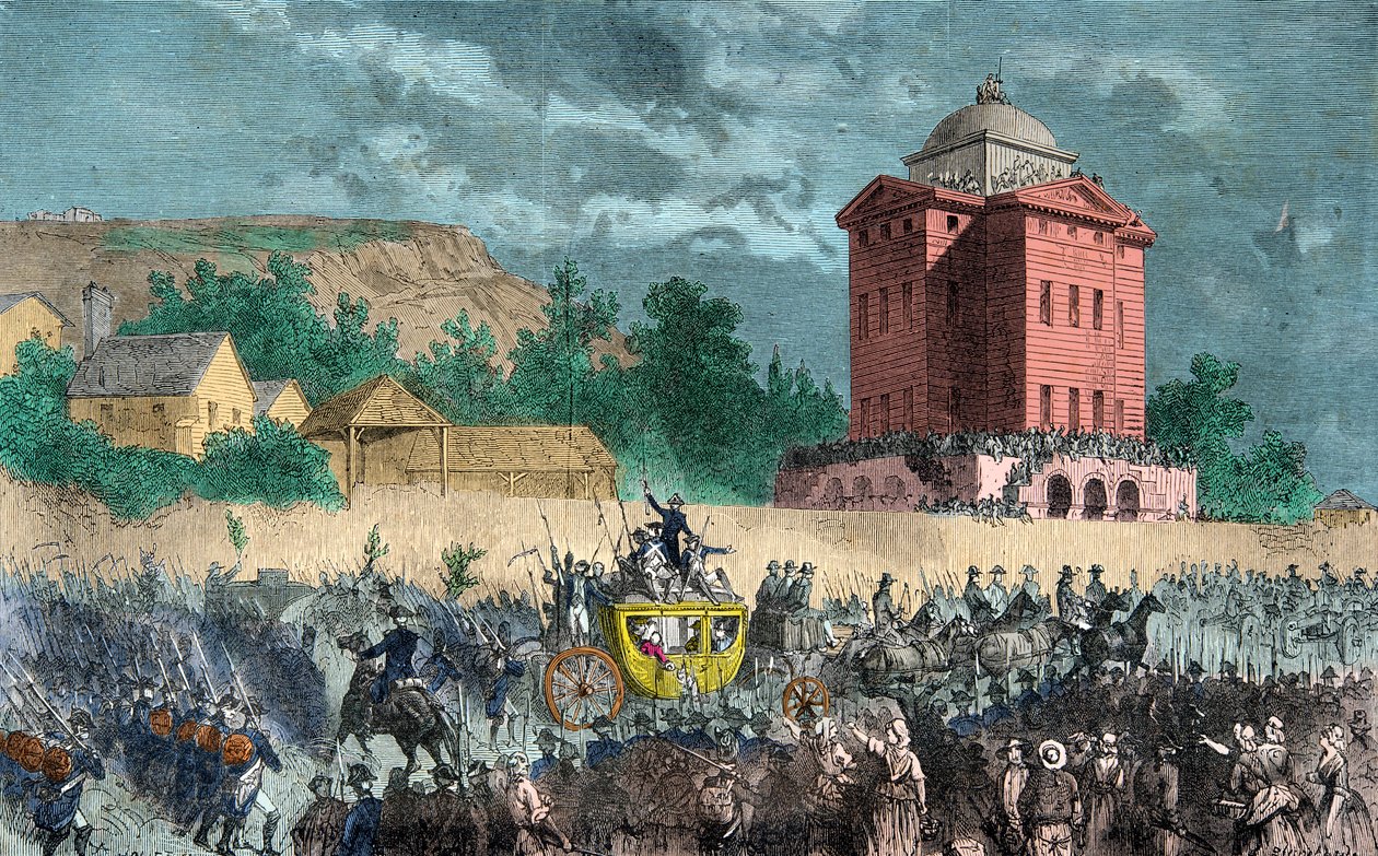 Rückkehr von Varennes, die königliche Familie wird am 25. Juni 1791 nach Paris zurückgebracht, Gravur, Private Sammlung von Anonymous Anonymous