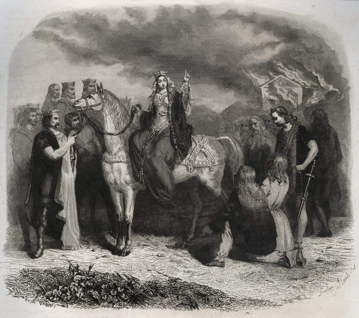 Heilige Radegunde (Radegunde von Poitiers, 519-587) verbrannte einen ...