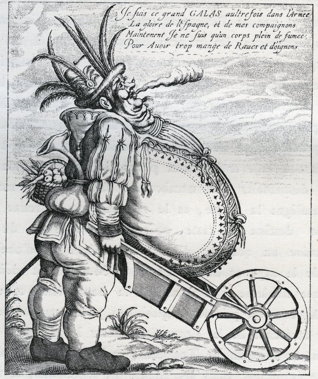 Satire gegen Matthias Gallas (1584-1647), General der Kaiserlichen Armee während des Dreißigjährigen Krieges, nach seinem Rücktritt im Jahr 1636. Gravur aus dem 17. Jahrhundert. Privatsammlung. von Anonymous Anonymous