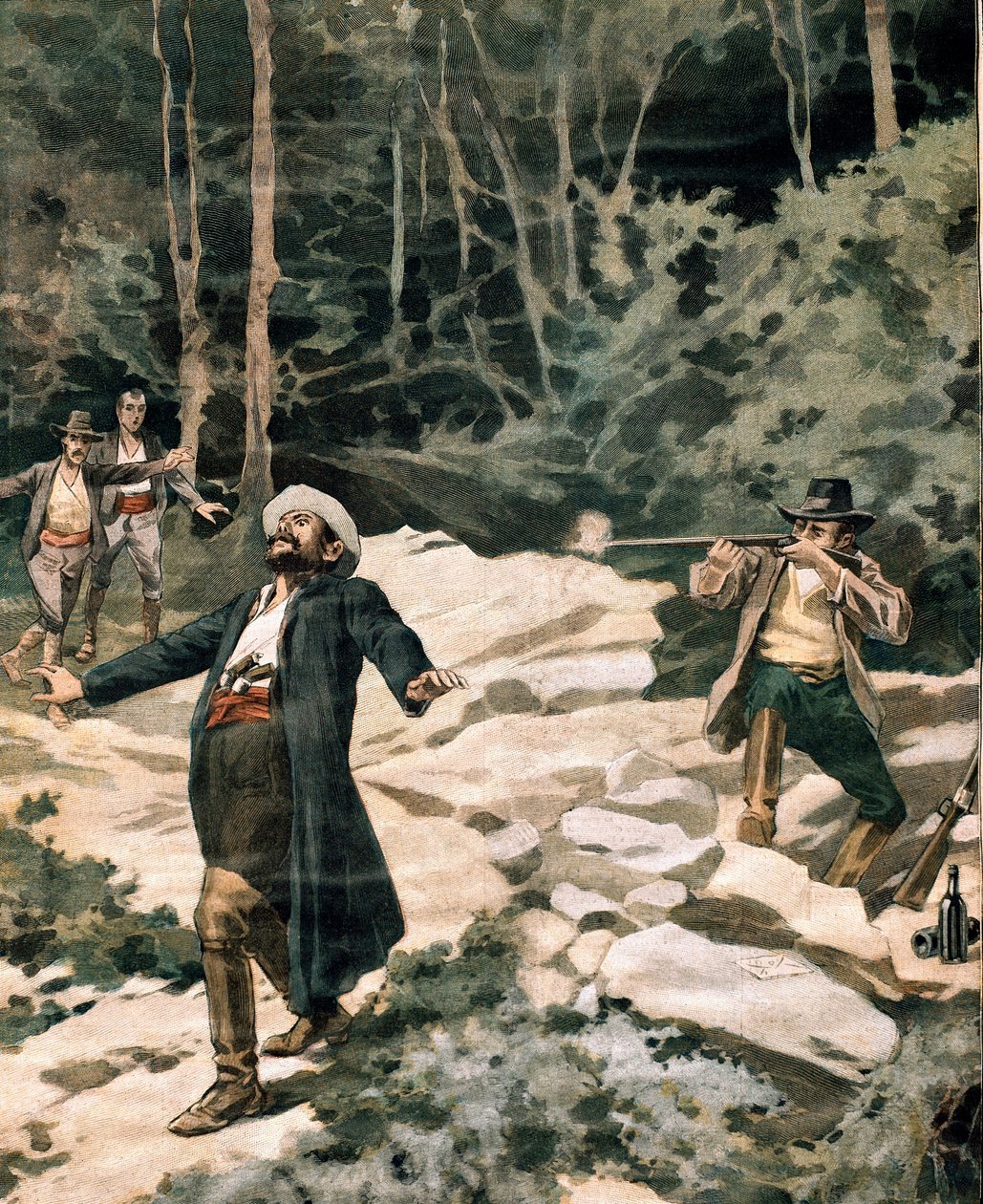 Der Bandit Luciano Fioravanti, getötet von italienischen Carabinieri in der Region Maremma (Gravur) von Anonymous Anonymous