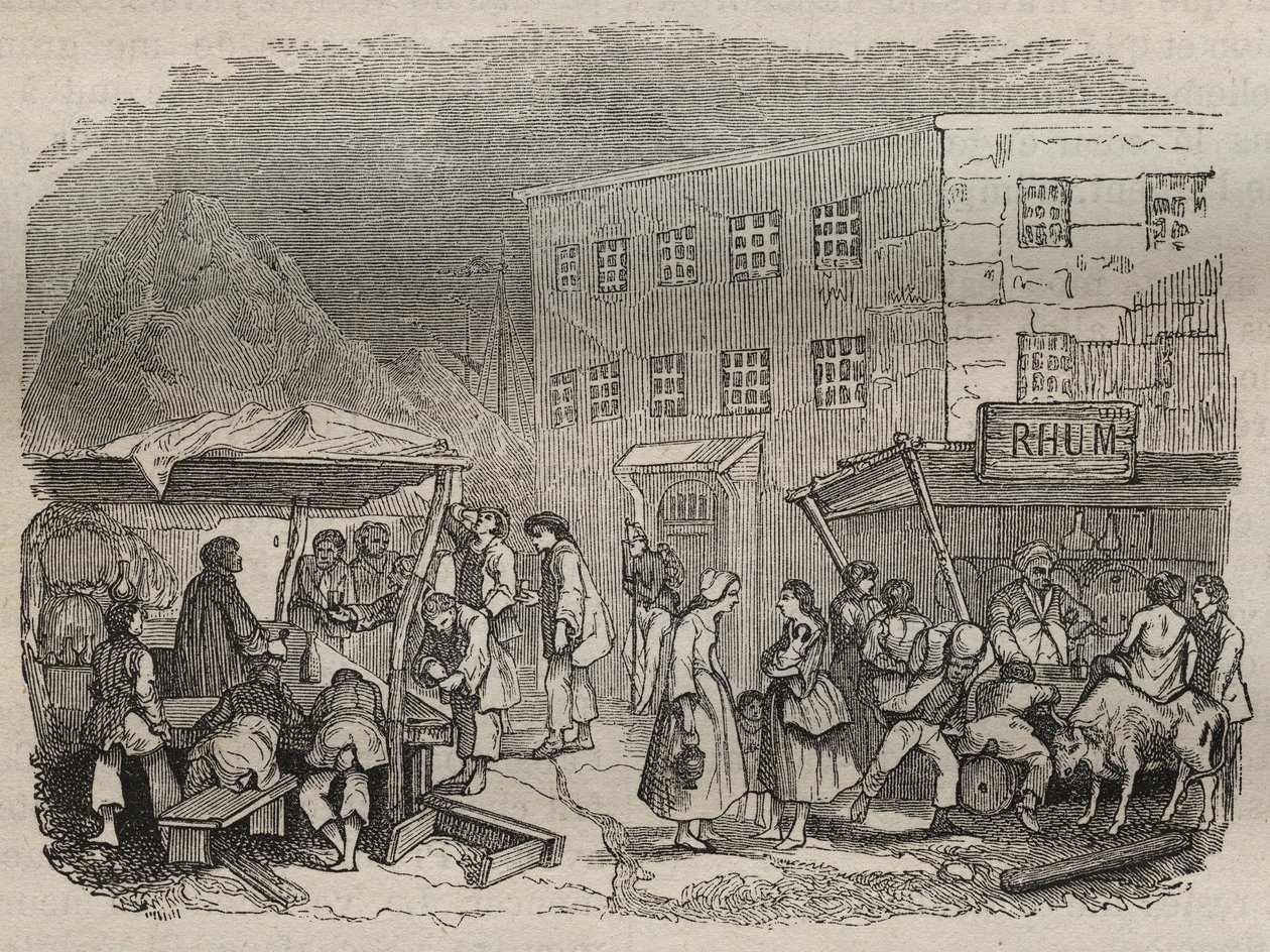 Die Kantine des Rochefort Bagne im 19. Jahrhundert. Gravur in „Histoire des bagnes depuis leur création à nos jours“ (1877) von Pierre Zaccone. Private Sammlung. von Anonymous Anonymous