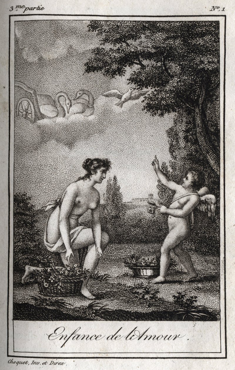 Die Kindheit der Liebe. Gravur von 1819 in „Lettres à Emilie sur la mythologie“ von Charles Albert Demoustier (1760-1801). Private Sammlung. von Anonymous Anonymous