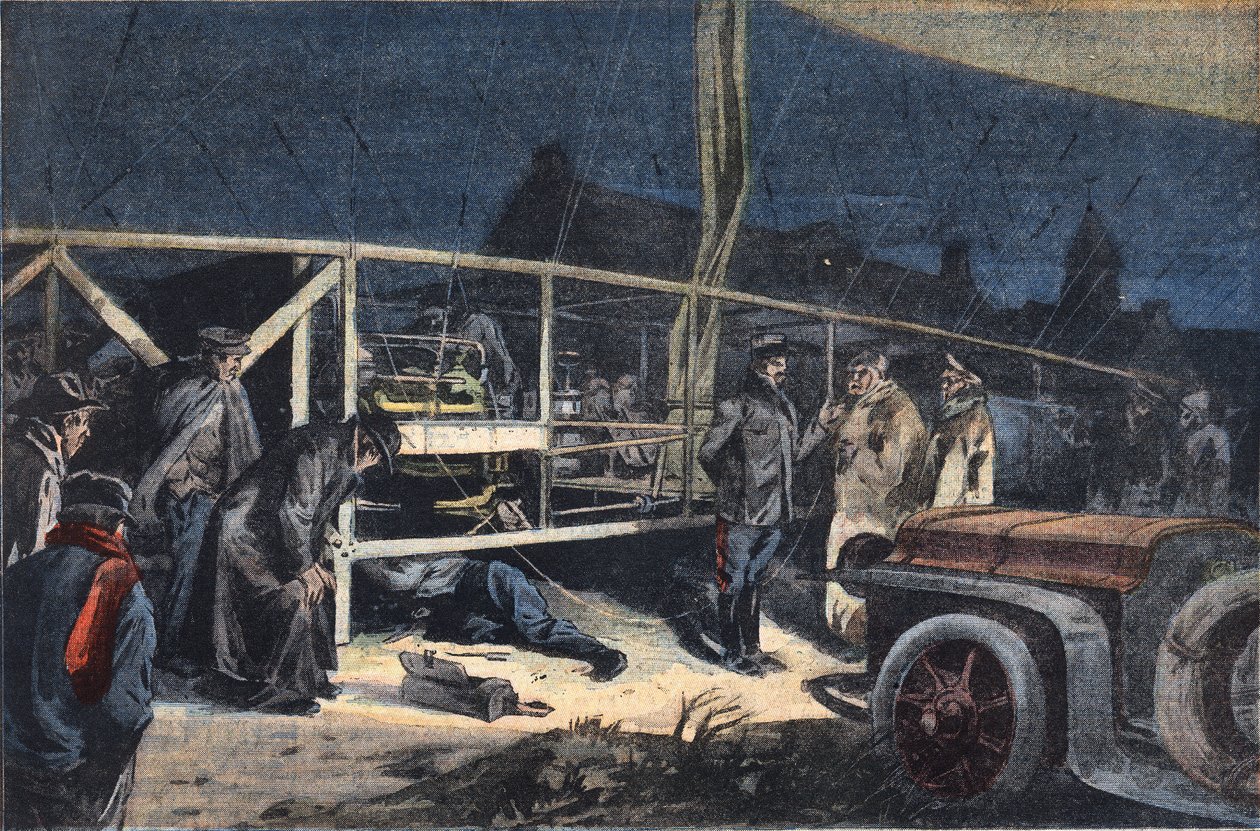 Luftschiffpanne in Valmy. Gravur aus der Zeitung 
