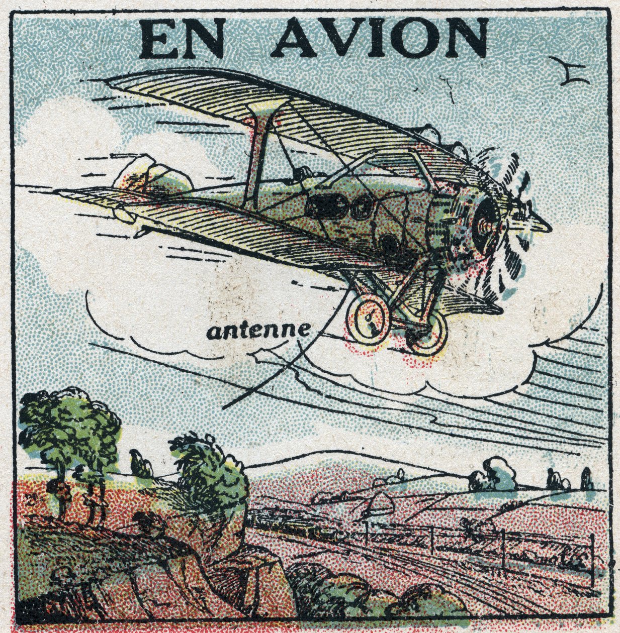 Drahtlose Telefonie: per Flugzeug. Anonyme Illustration von 1925. Private Sammlung. von Anonymous Anonymous