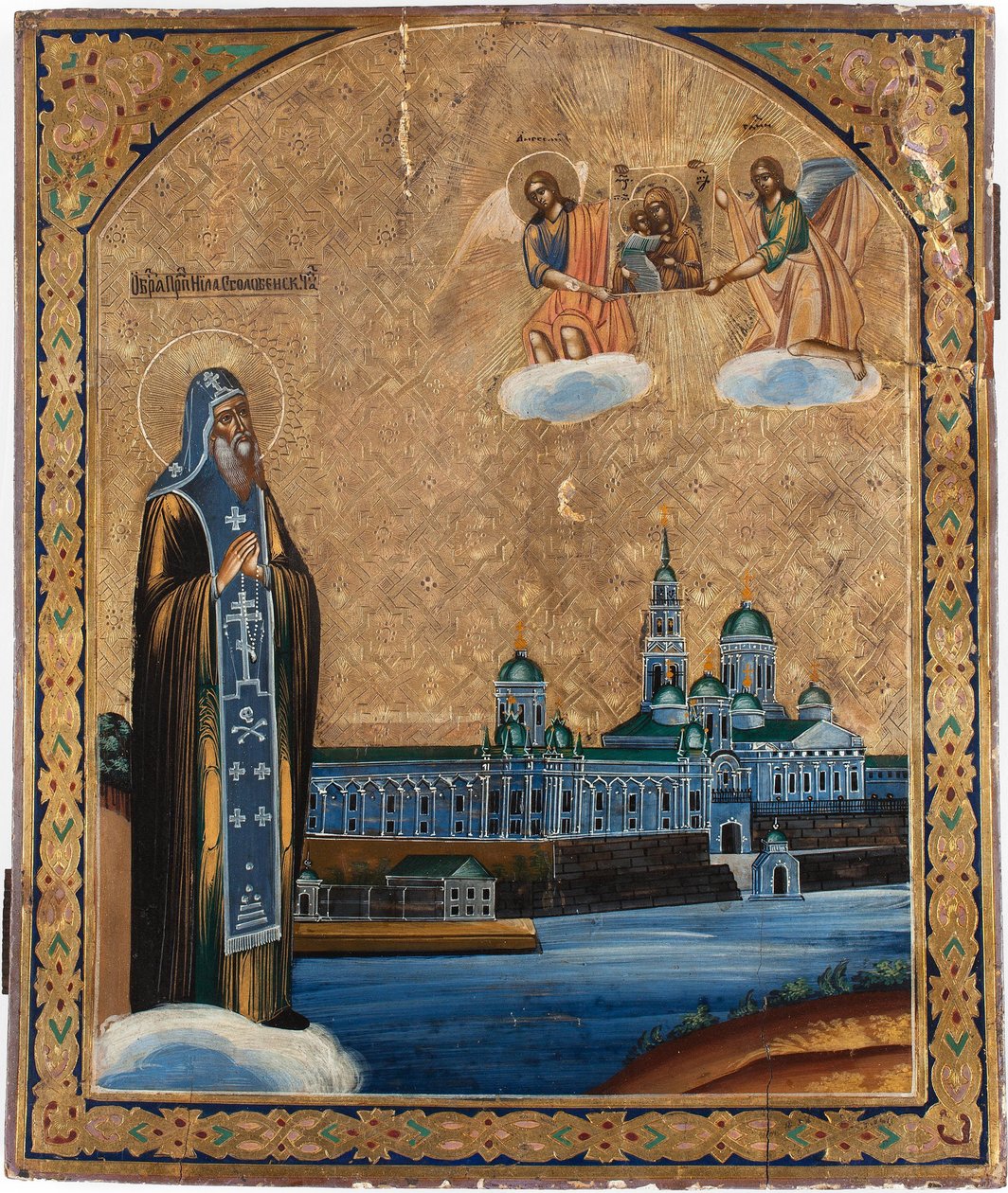 Heiliger Nilus vom Seligersee, 1800er Jahre von Anonymous Russian icon painter
