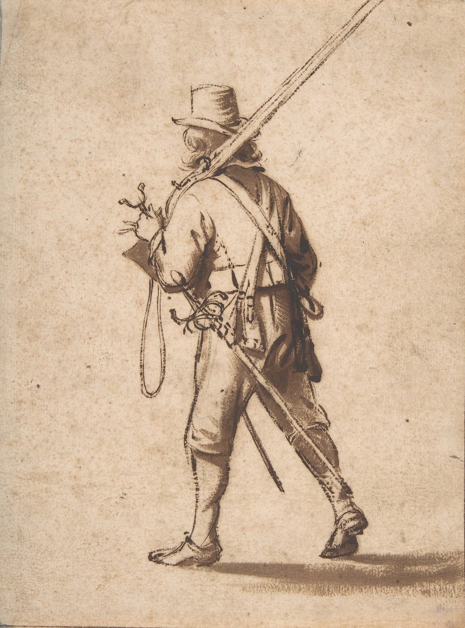 Ein gehender Musketier, von hinten gesehen, 17. Jahrhundert von Anthonie Palamedesz