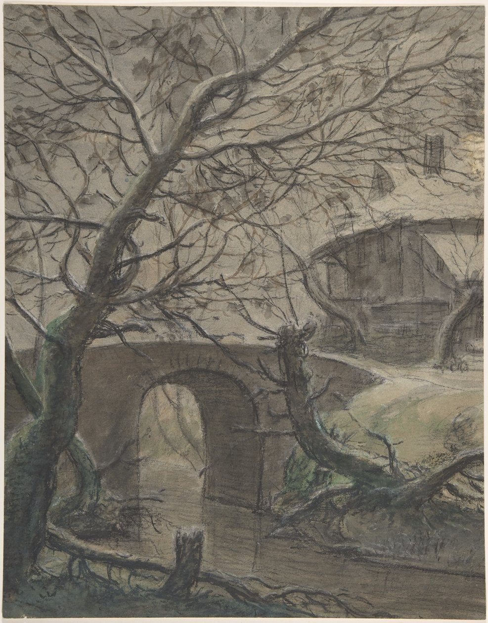 Ein Haus in der Nähe einer Brücke von Anthonie Waterloo