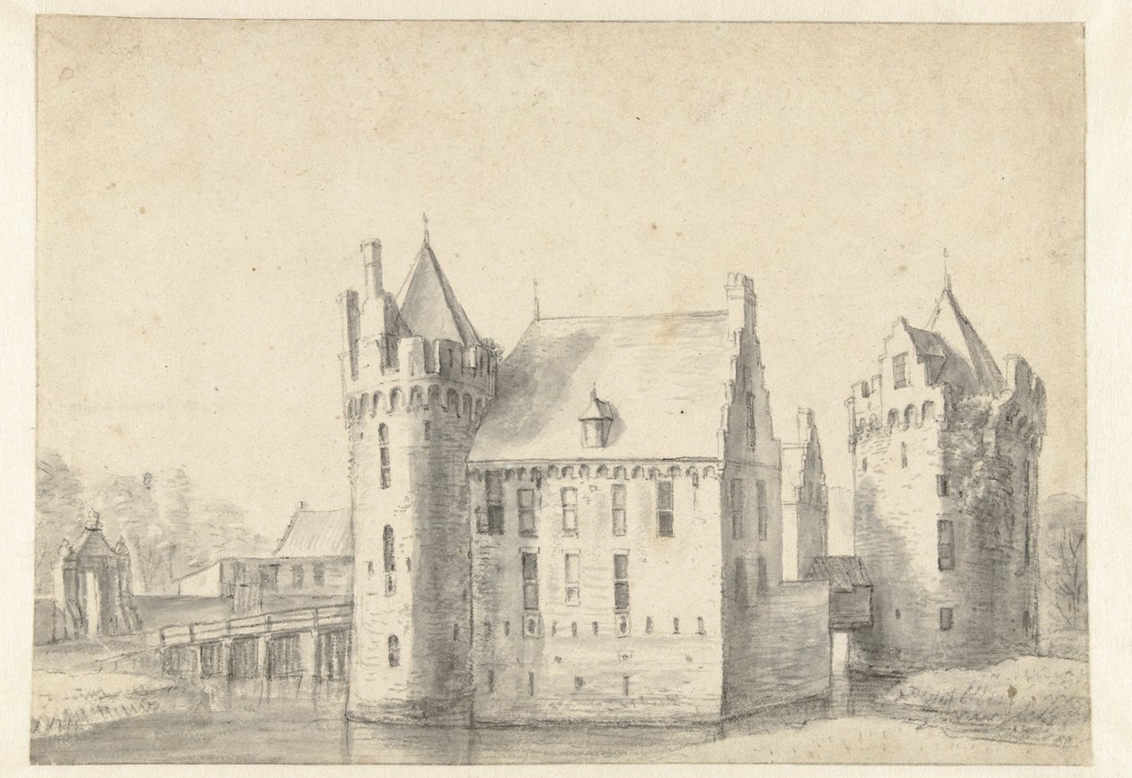 Ansicht des Sjaerdemaslot in Franeker von Anthonie Waterloo