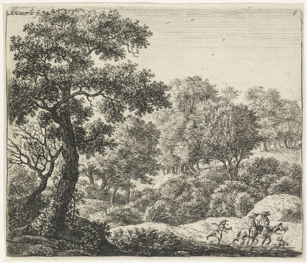Zwei Reiter auf einem Waldweg von Anthonie Waterloo