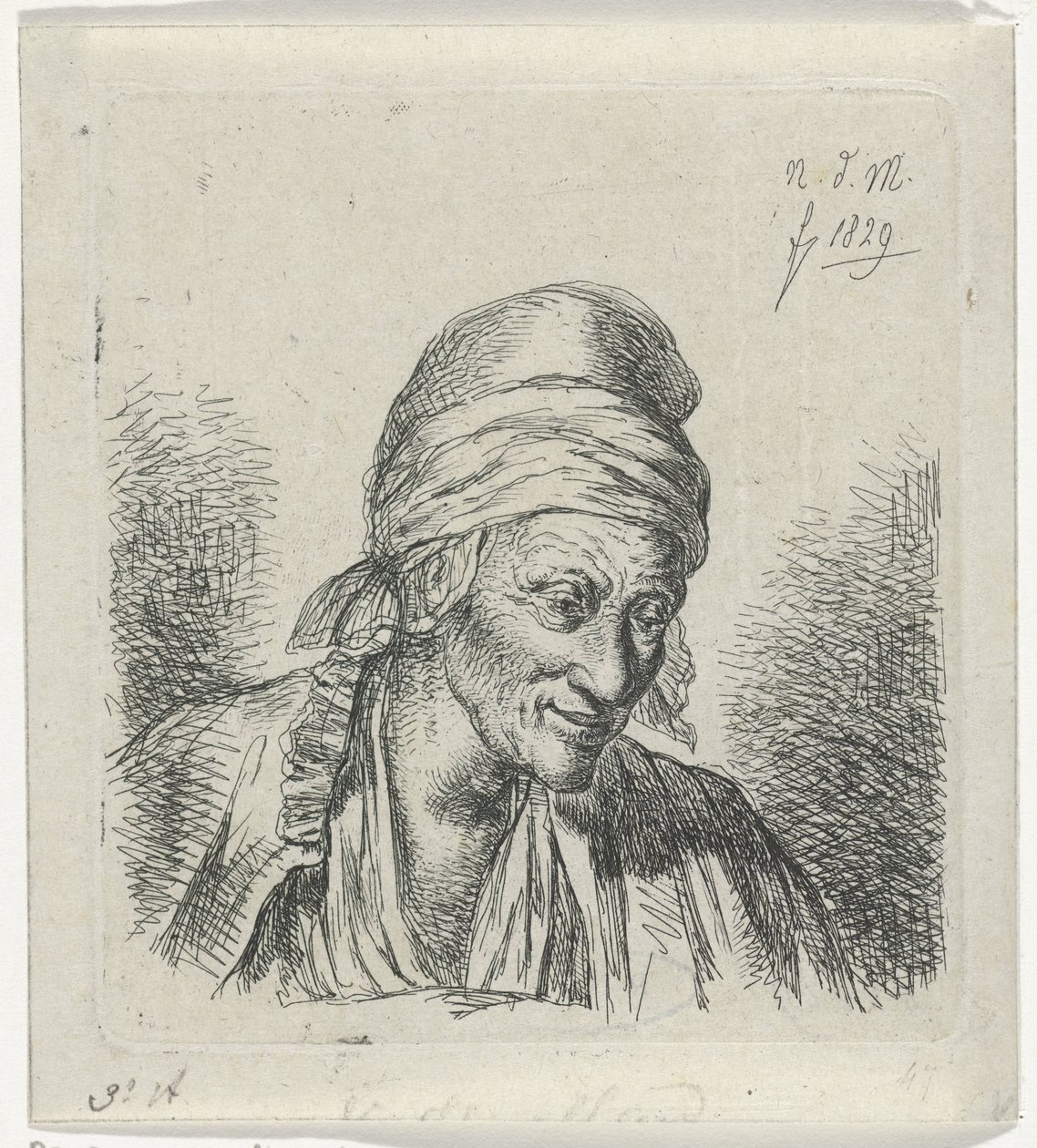 Alte Frau nach rechts von Anthonie Willem Hendrik Nolthenius de Man