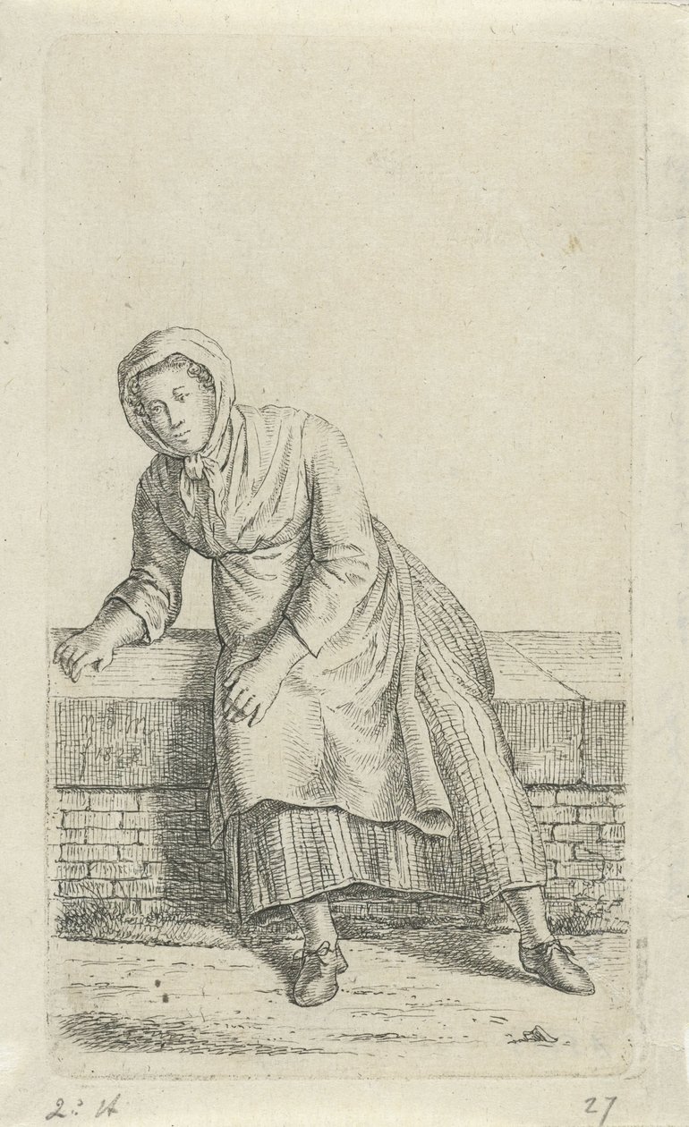 Sitzende Frau auf einer Mauer von Anthonie Willem Hendrik Nolthenius de Man