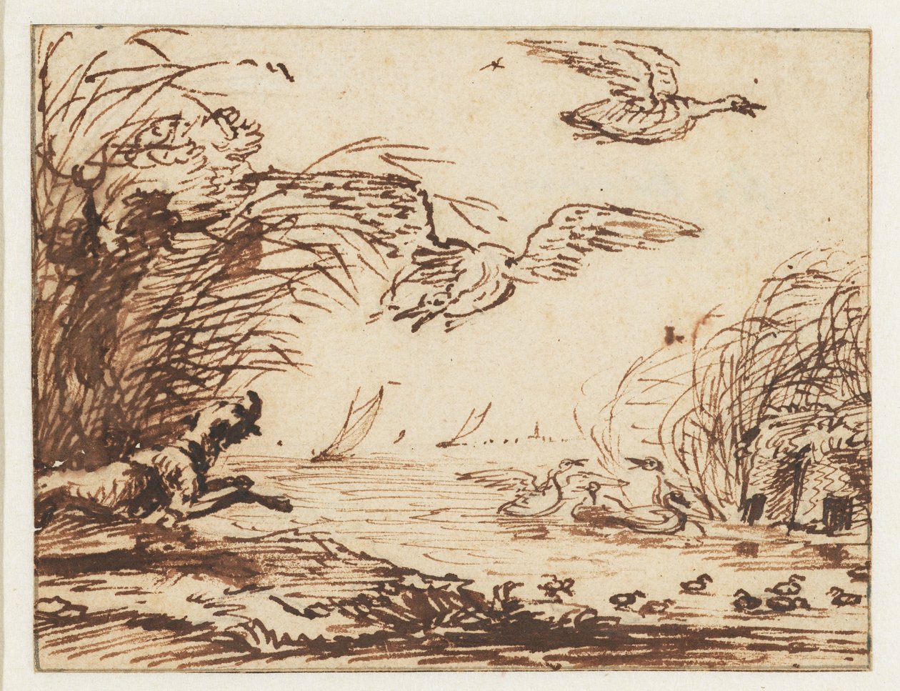 Hund auf Entenjagd von Anthonie van Borssom