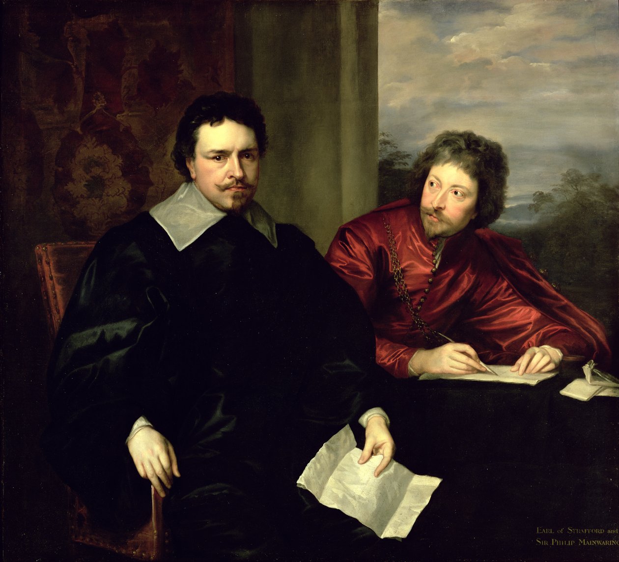 Porträt von Thomas Wentworth, Earl of Strafford (1593-1641) und seinem Sekretär, Sir Philip Mainwaring (1589-1661) um 1634 von Anthony van Dyck
