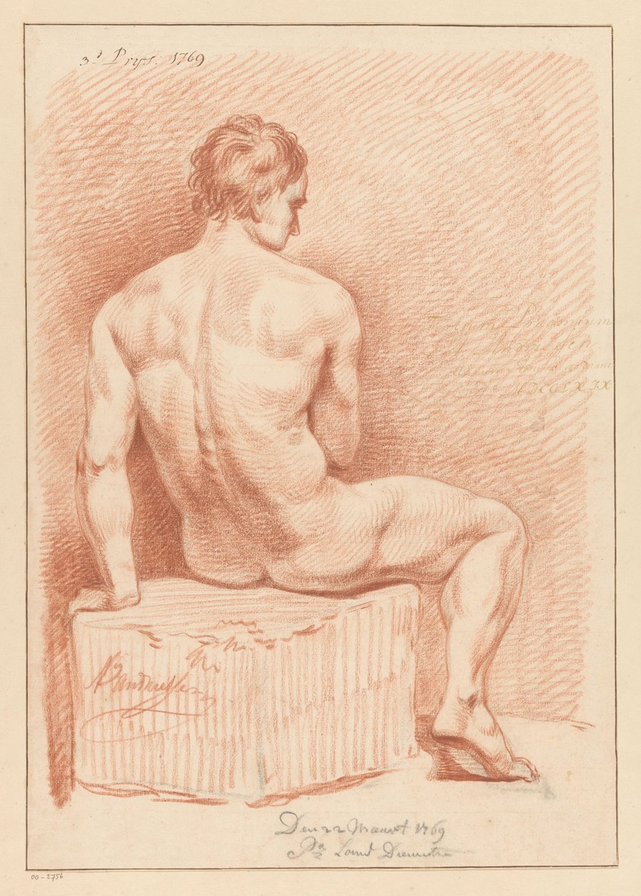 Sitzender männlicher Akt, von hinten gesehen (3. Preis 1769) von Anthony Andriessen