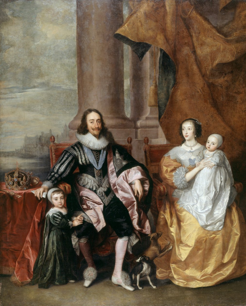 Charles I., Königin Henrietta und zwei ihrer ältesten Kinder von Anthony van (follower of) Dyck