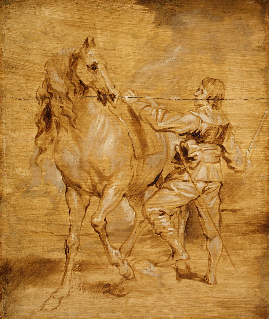 Ein Mann besteigt ein Pferd, ca. 1630 von Anthony van Dyck