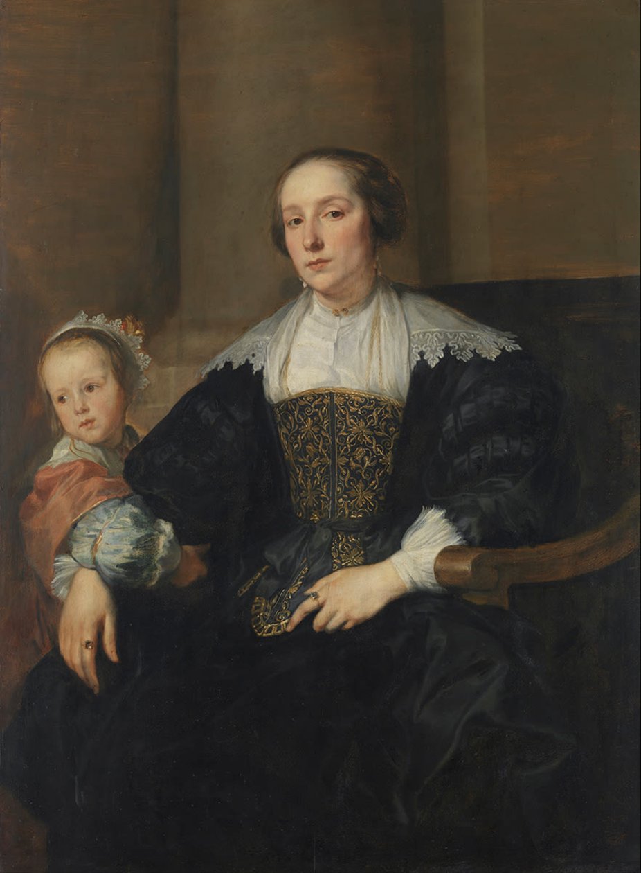 Porträt von Anna van Thielen, Ehefrau des Malers Theodor Rombouts, mit ihrer Tochter Anna Maria von Anthony van Dyck