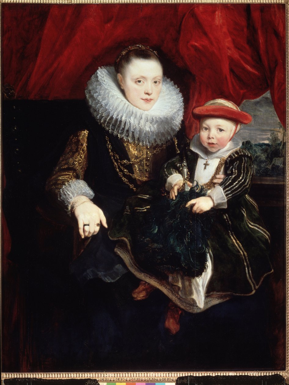 Porträt einer jungen Frau mit Kind von Anthony van Dyck