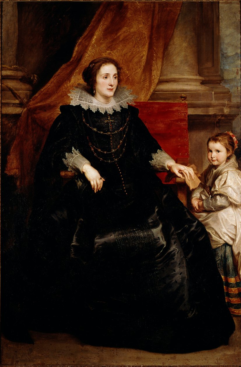 Porträt einer vornehmen Dame und ihrer Tochter. Gemälde von Antoine Van Dyck von Anthony van Dyck