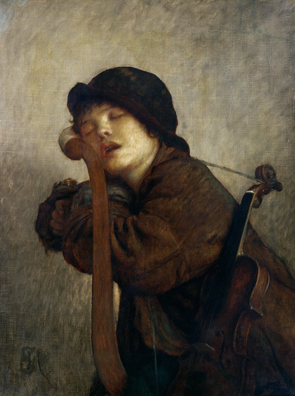 Der kleine Geiger schläft, 1883 von Antoine Auguste Ernest Herbert or Hebert