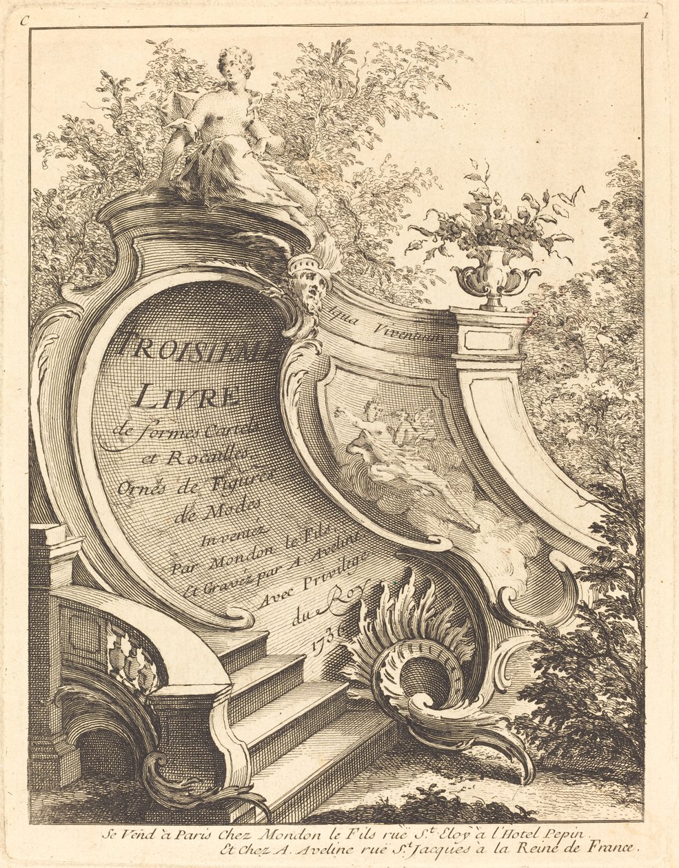 Troisieme livre de formes Cartels et Rocailles Titelblatt von Antoine Aveline