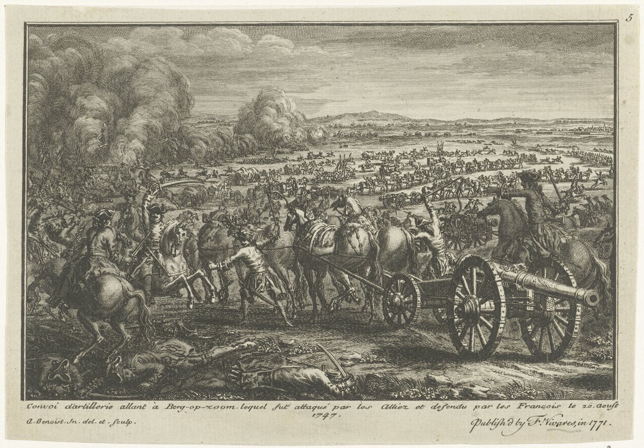 Angriff der Alliierten auf einen französischen Artillerietransport, 1747 von Antoine Benoist