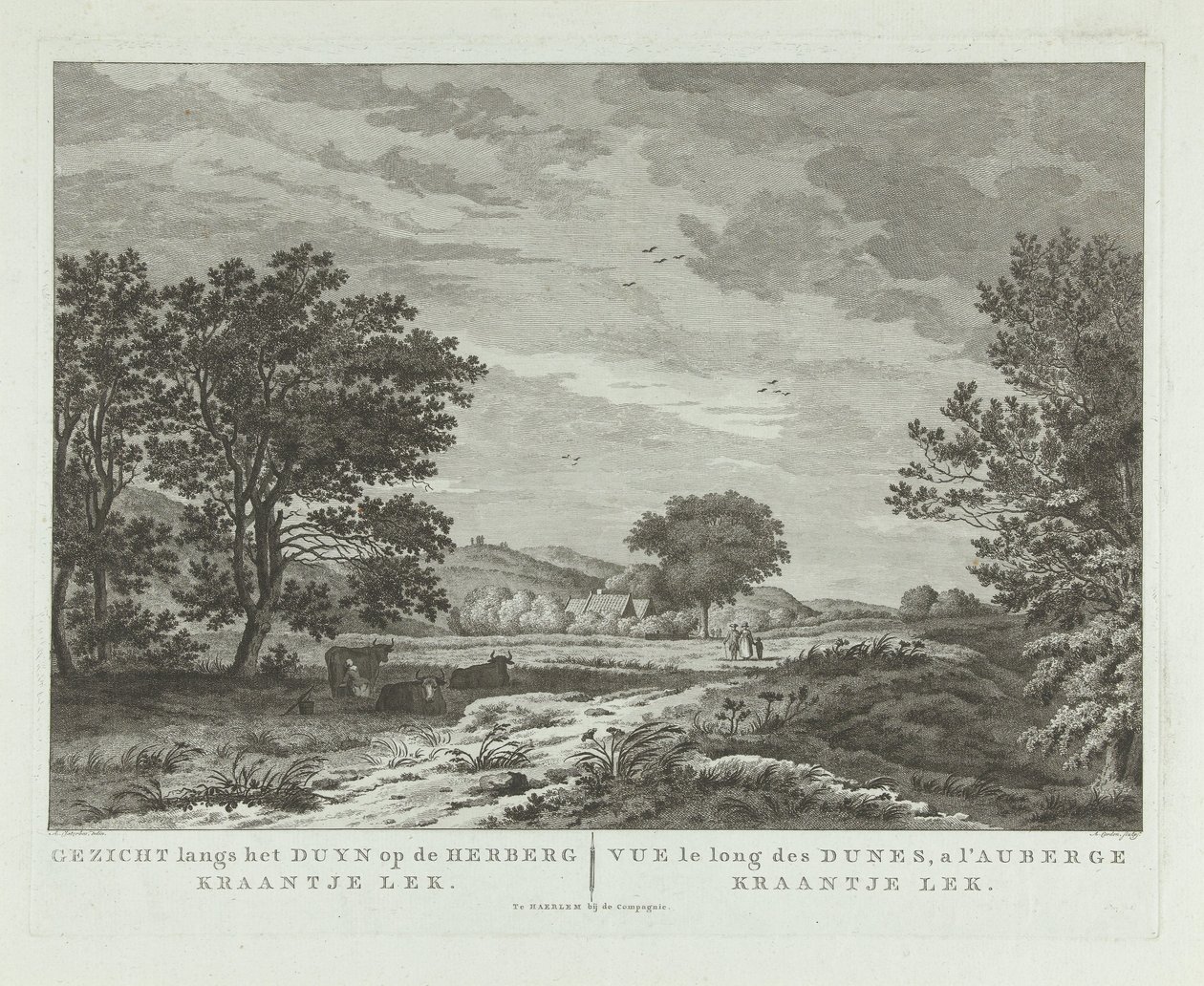 Dünenlandschaft mit spazierendem Familie von Antoine Cardon